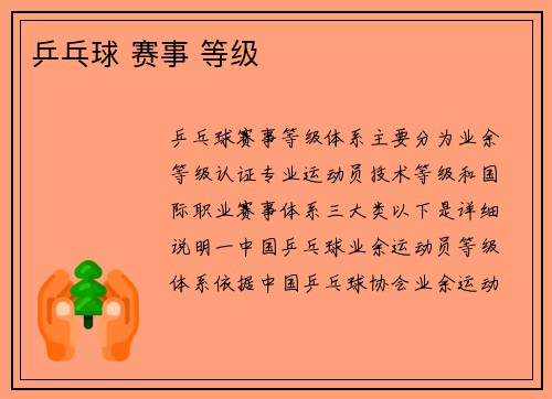 乒乓球 赛事 等级